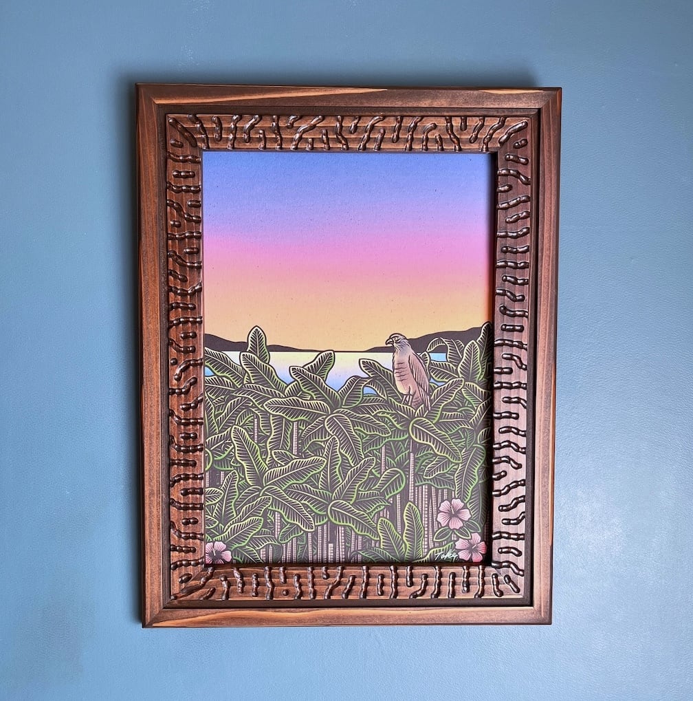 A-270【SUNSET ON THE ISLAND】島の夕暮れ アート