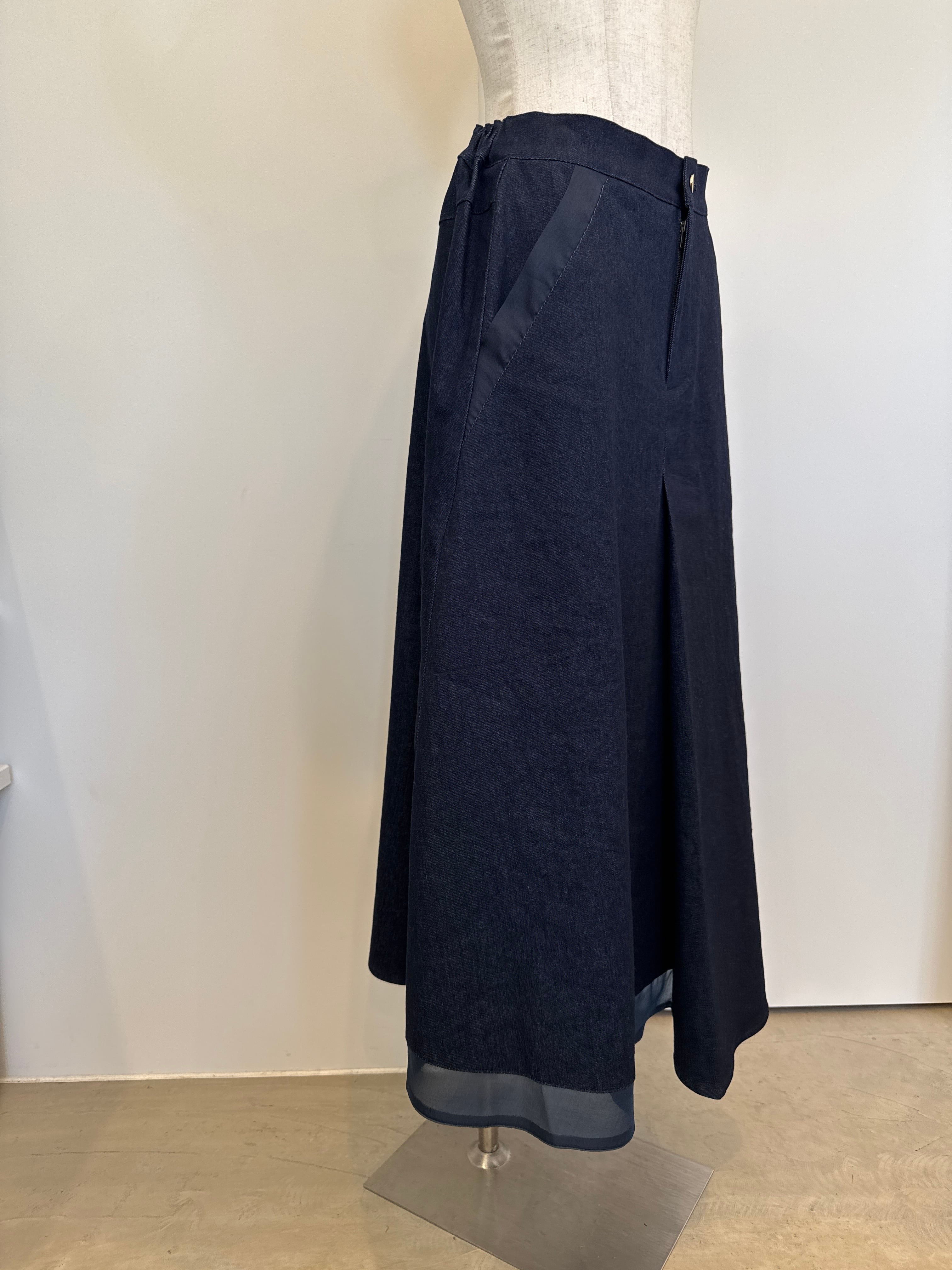 【SELECT】オーガンジー切替ストレッチタックスカート