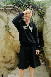 "TIED HIGH" Zip up foodie (Black)