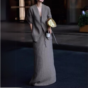 オープンフロントジャケット＆Aラインスカートセットアップ　00418