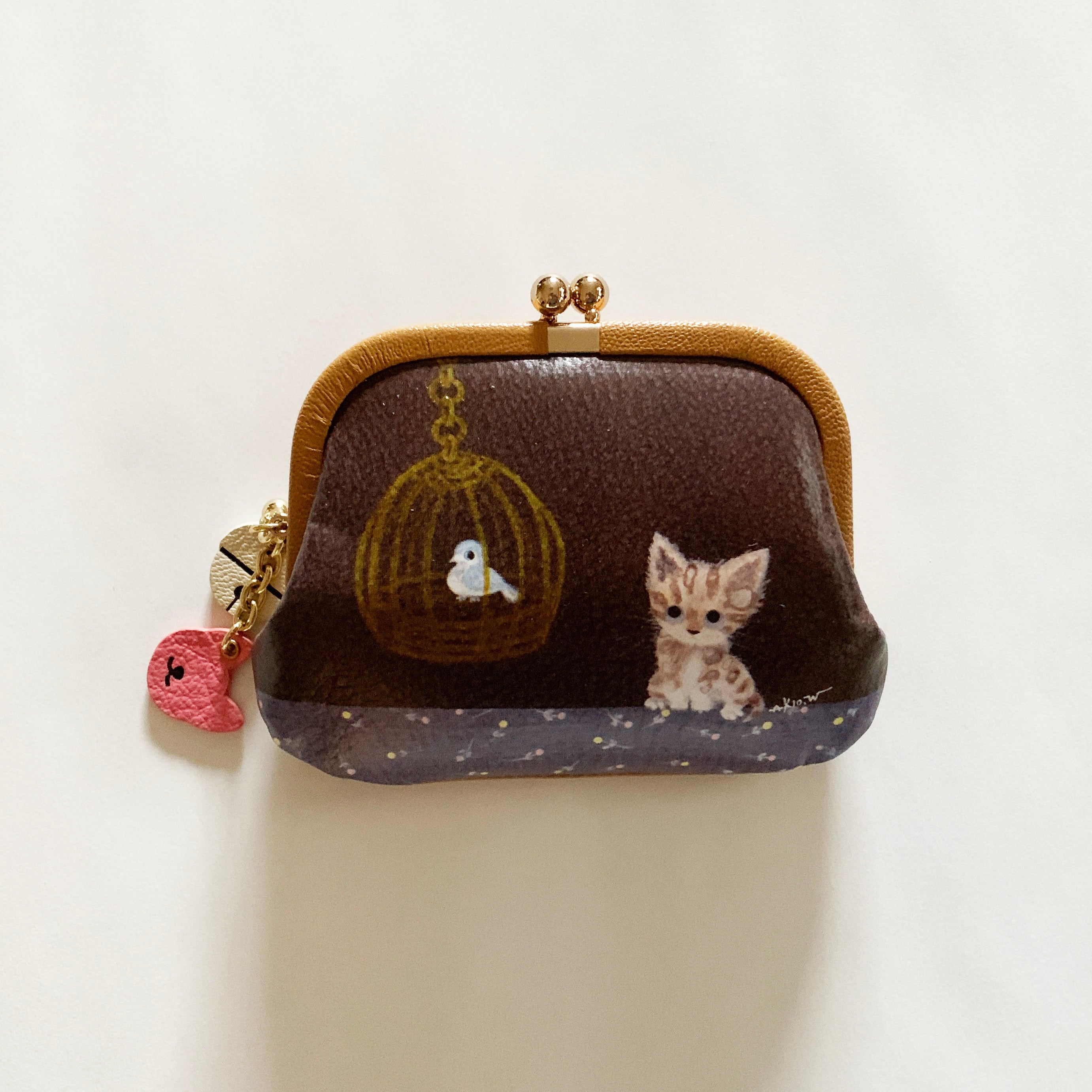 猫の絵の財布（小・ガマ口タイプ・B-3） 渡辺あきお ONLINE STORE