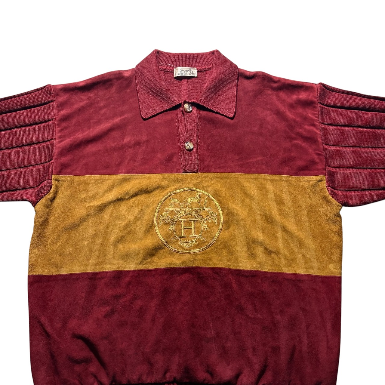 vintage HERMES leather switching knit pullover