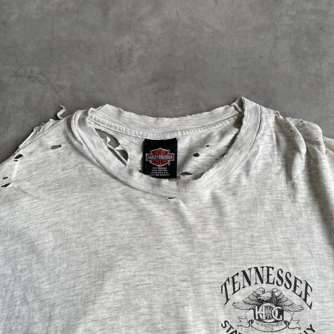 90s USA製 ハーレーダビッドソン ボロ ヴィンテージ Tシャツ Lサイズ ハーレーダビッドソン Tシャツ ボロ古着 ダメージT 90s USA L グレー