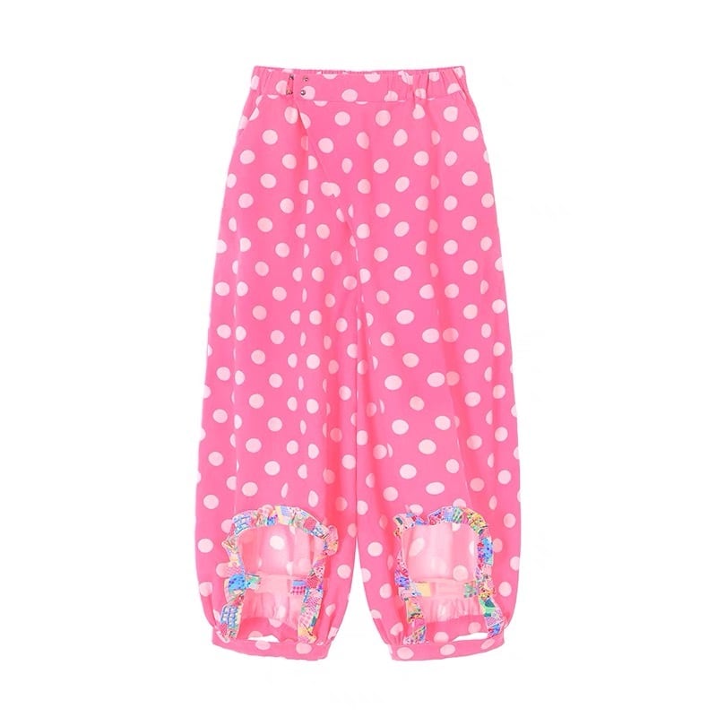 【即買い〇】Omighty赤と白の水玉 パンツ y2k ズボン ドット ピンク 水玉 ドット パンツ ズボン ボトムス | LOVEYsmileSHOP