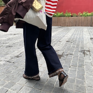 bohemian straight denim wide pants 2litr05711