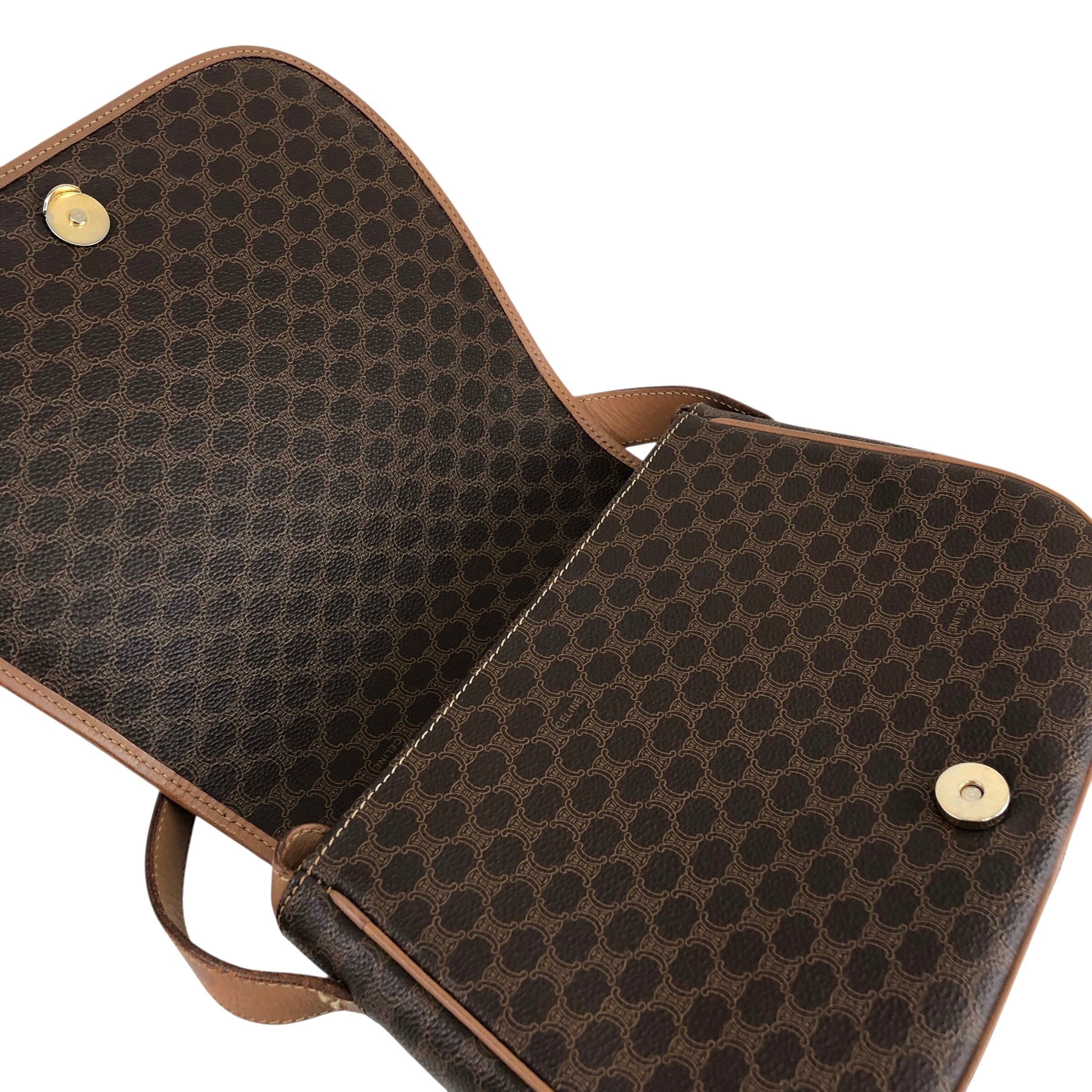 CELINE セリーヌ マカダム ショルダーバッグ ブラウン ブラゾン型押し