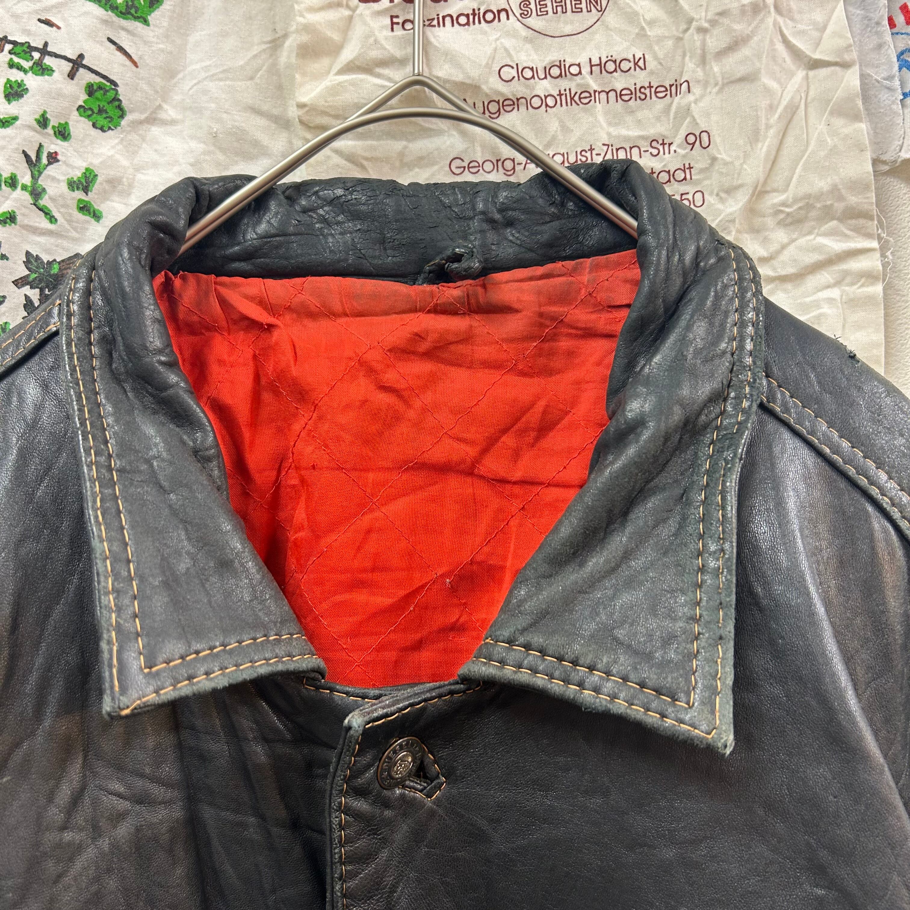 90s DISEL ロゴ刺繍レザートラッカージャケット | 古着屋PENNY