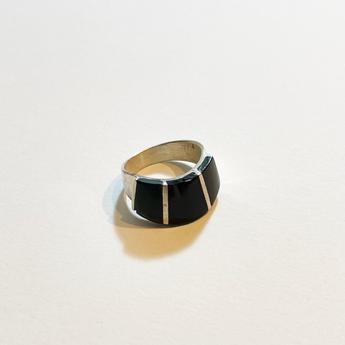 Old 925 Silver & Onyx Ring Made In Hungary