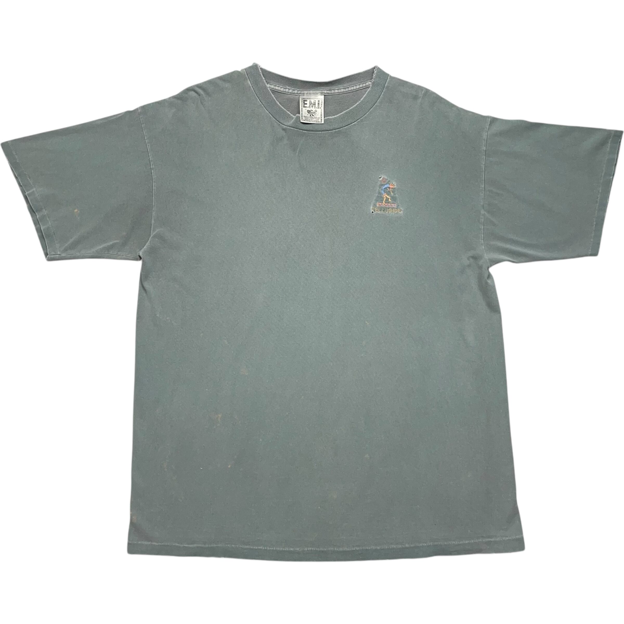 《L》 E.M.I. Tシャツ ワンポイント 刺繍 シングルステッチ USA製 90年代 vintage no.7145