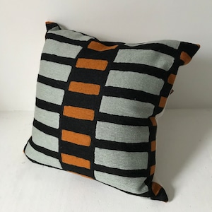 Handmade cushion cover black /orange/light blue