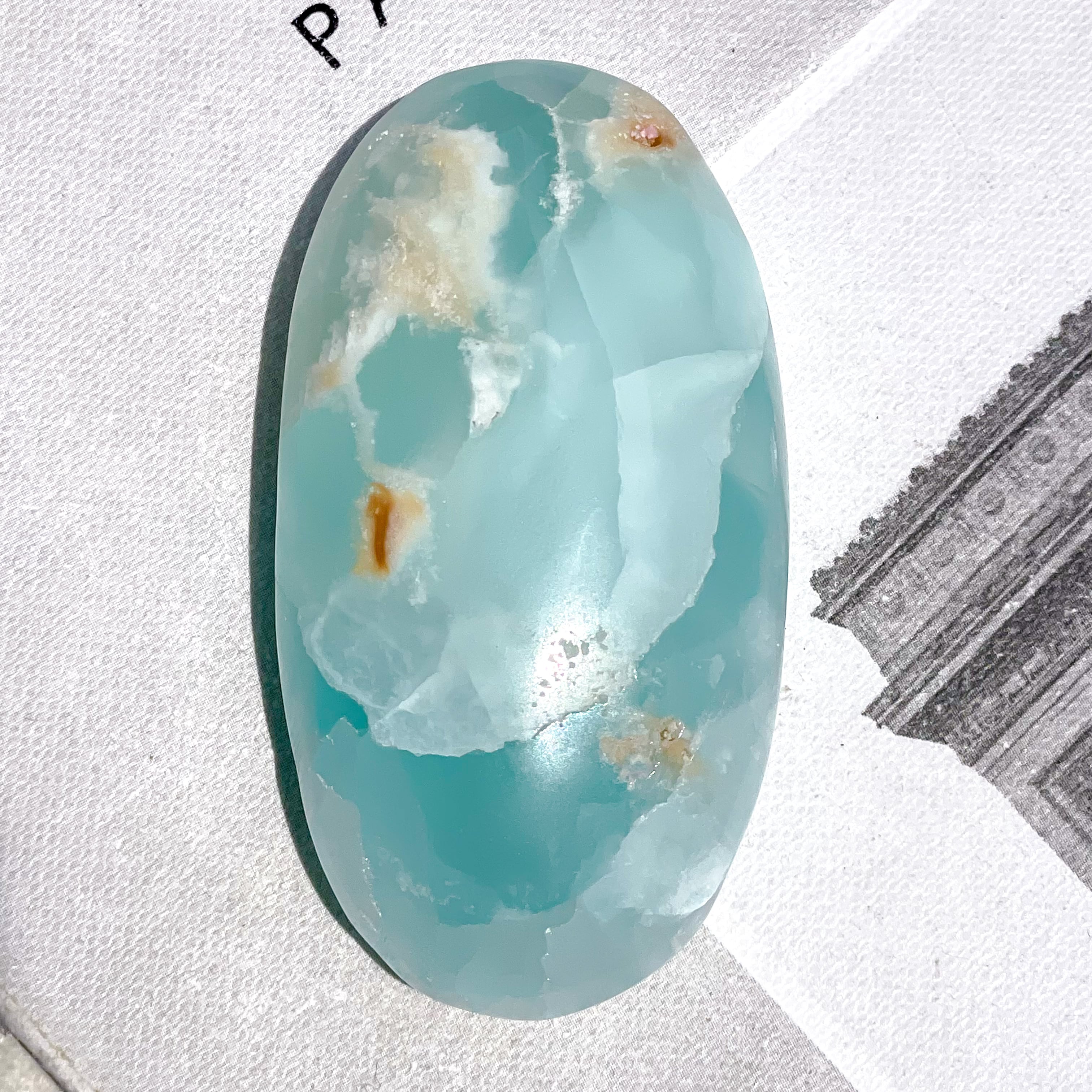 High Quality Caribbean Blue Calcite Palm ✧ カリビアンブルーカル
