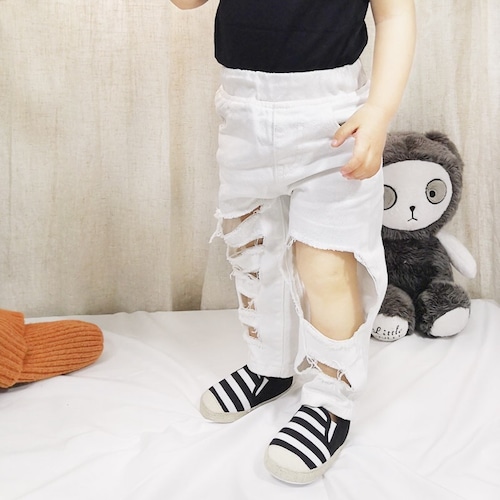 インポートらしいデザイン!スーパークラッシュデニム♪白 パンツ キッズ