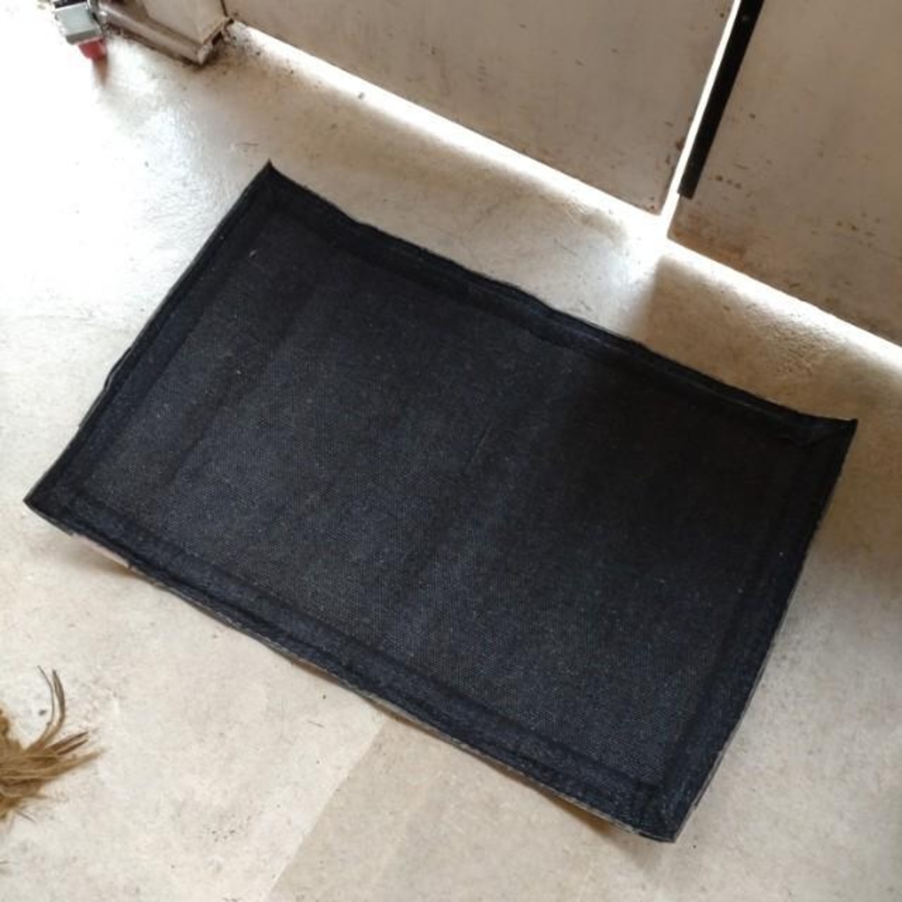 TOPANGA Homefurnishing　デニムレザーパッチラグマット　ベージュカラー　50×80cm　玄関マット　ラグマット　本革　牛革