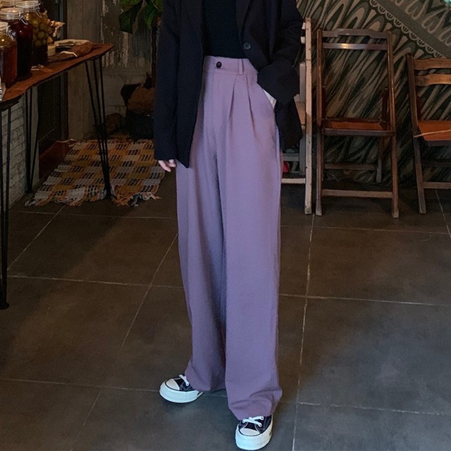オールマッチワイドレッグスーツパンツの2020年新春バージョンルーズハイウエストスリムストレートカジュアルパンツ女性 1号婦人11698360766