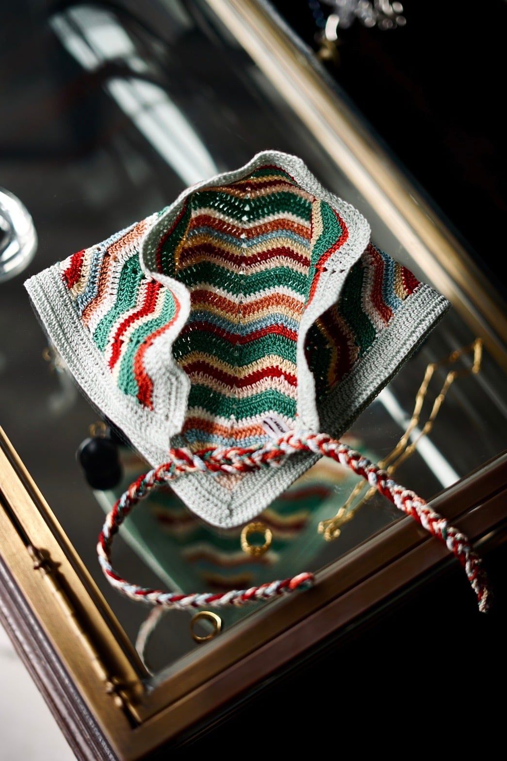 FUMIKA_UCHIDA / Crochet chevron kerchief ( PEPPERMINT , BRICK