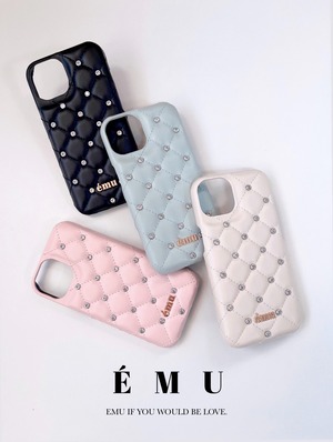 ÉMU キルティングビジューiPhoneケース