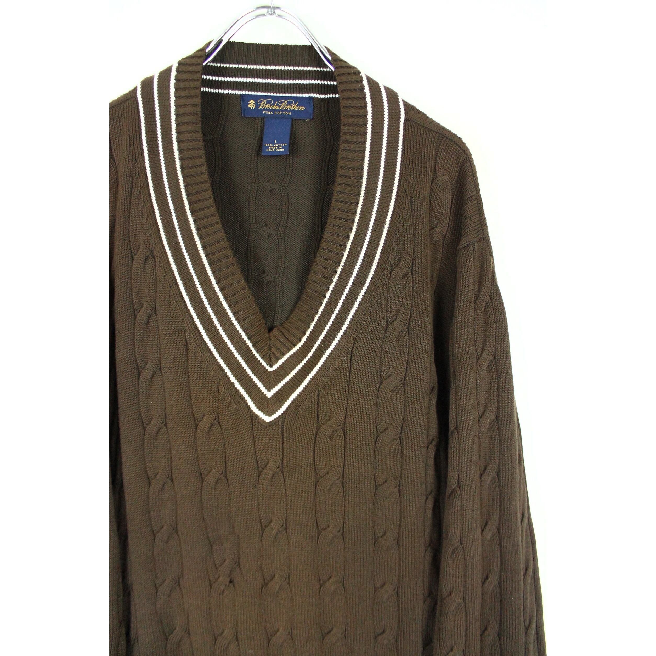 BrooksBrothersデニムチルデンニットセーターXL BrooksBrothersデニムチルデンニットセーターXL