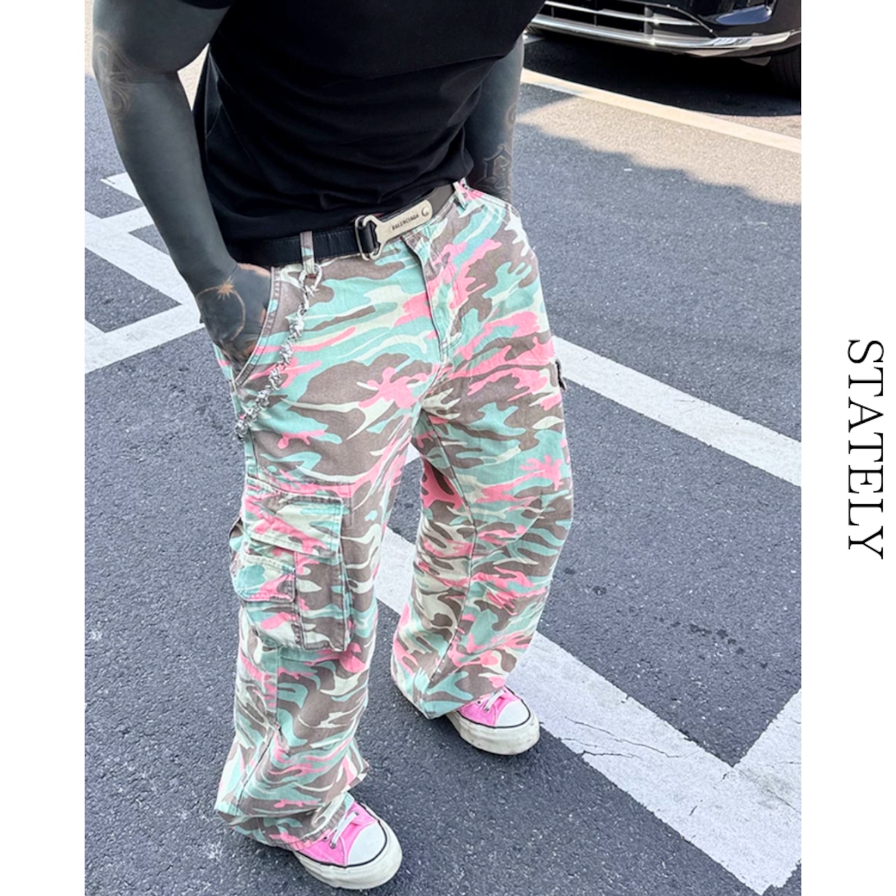 Pink Camo ワイドカーゴパンツ_B204・画像5
