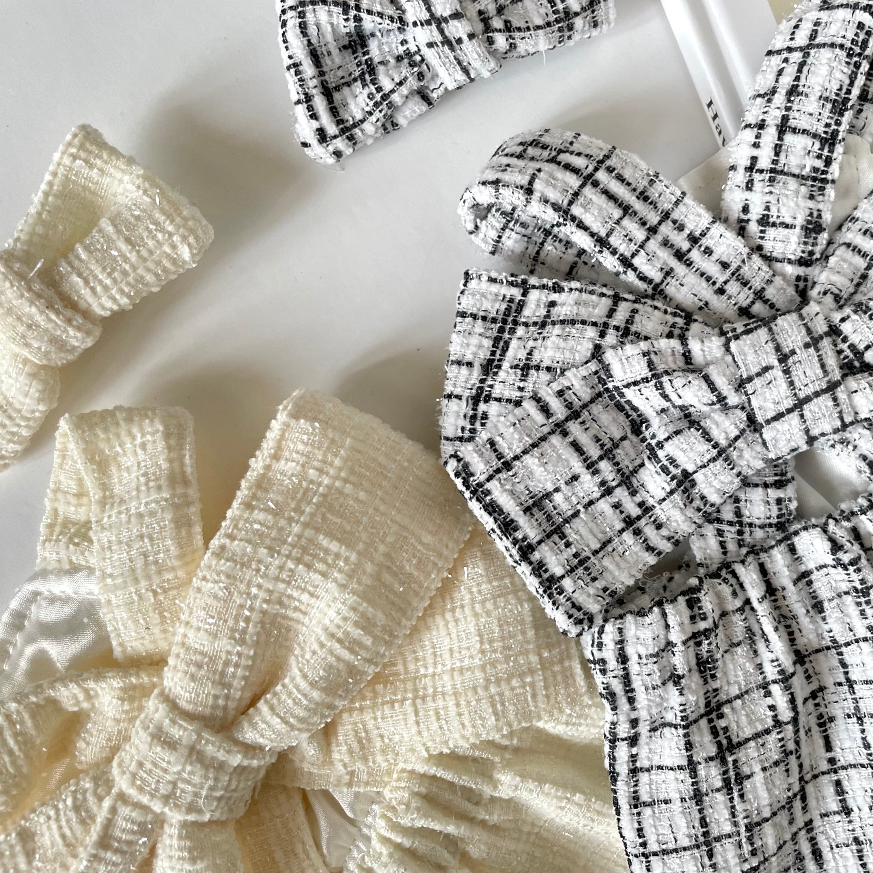 バックリボンツイードワンピ スラブ ツイード バックリボン キャミソールワンピース