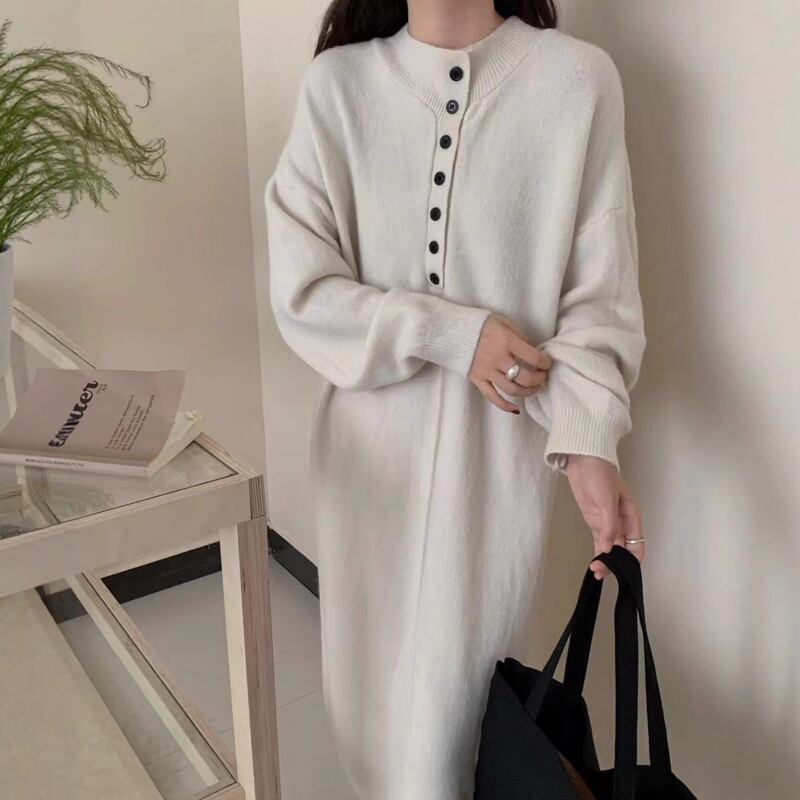 【dress】ロングニットワンピース Q6600