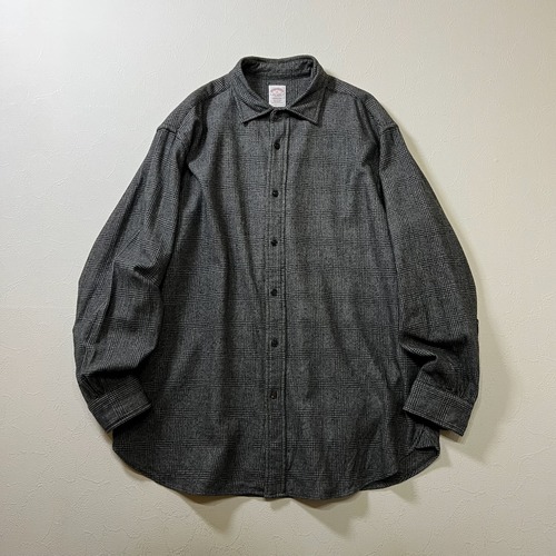 Brooks Brothers MADISON　マディソン　ウール混　マチ付き　グレンチェック　長袖シャツ　ブルックスブラザーズ　ブラック　グレー　XL 古着