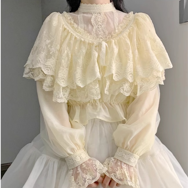 With U ゴスロリ ファッション ケープ ２Way レース 上品 ガーリー 甘め ロマンティック ロリィタファッション lolita