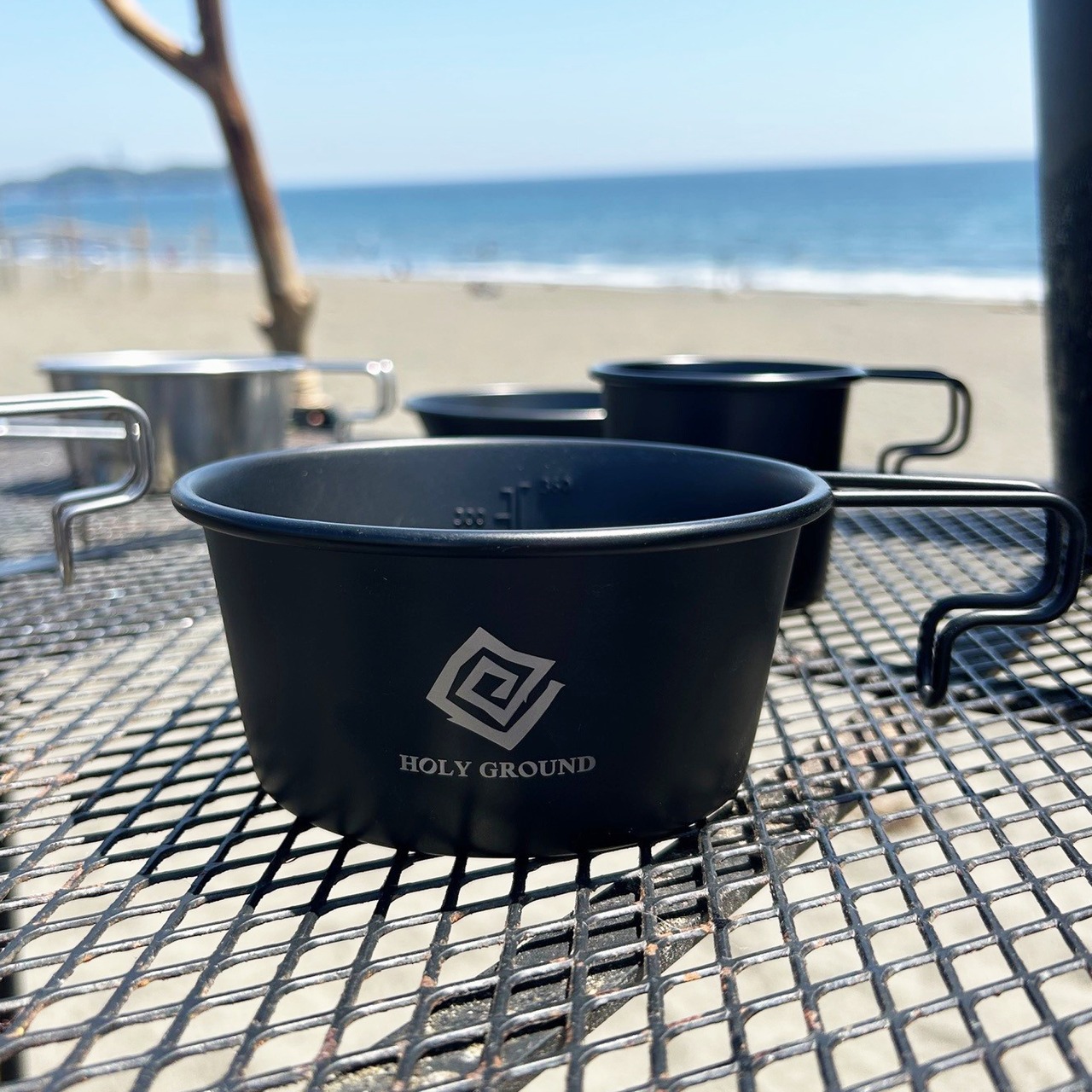 ホーリーグラウンド(HOLY GROUND) シェラカップ L 420ml 深型 ブラック 黒 ステンレス キャンプカトラリー キャンプ用食器 アウトドア用カップ
