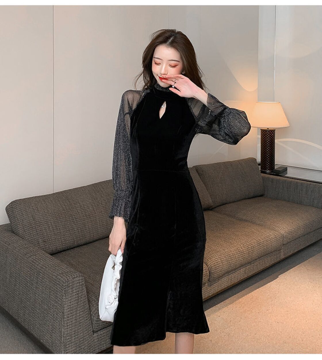 パーティー ドレス フォーマル ロング/ミモレ シースルー 韓国 送料無料】 大人セクシー シースルー パーティードレス ロング