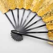 舞扇子 踊り用 ホログラム ゴールド系 扇子 せんす 黒塗り 日本舞踏 あですがた よさこい まいせんす まいおうぎ 金 黒 キラキラ 飾り 華やか 目立つ 箱 箱付き ブラック系