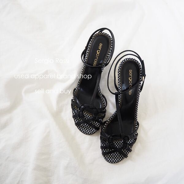 Sergio Rossi セルジオロッシ ストラップサンダル 35 黒 白