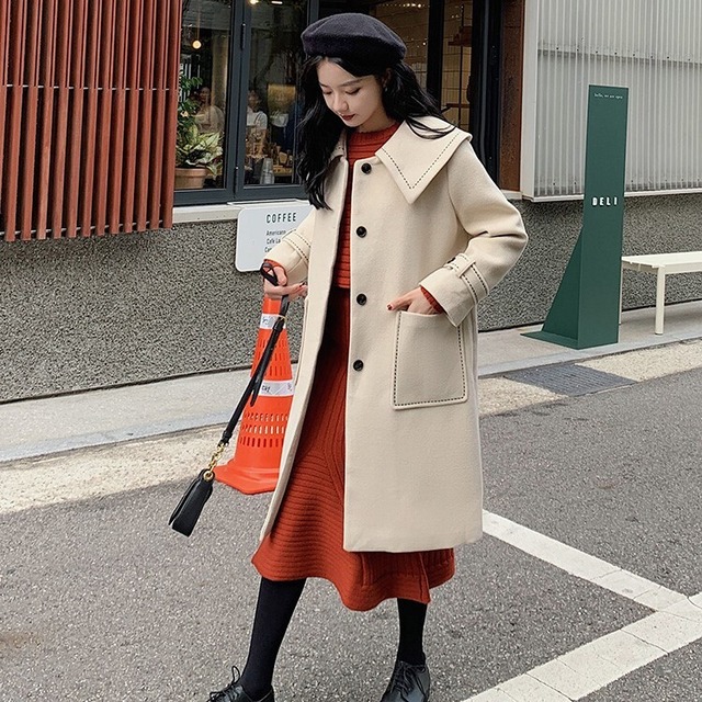 大きいサイズ 小さいサイズ 全3色 レディース アウター ステンカラー チェスター コート ロング丈 ビッグカラー きれいめ 清楚 シンプル ナチュラル フェミニン 大人可愛い 秋 冬 かわ大 かわ小 セットアップやパンツドレスなど二次会ドレスに合う海外ファッション