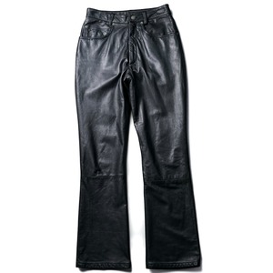 Vintage 5 pocket genuine leather flare pant "BLACK"
