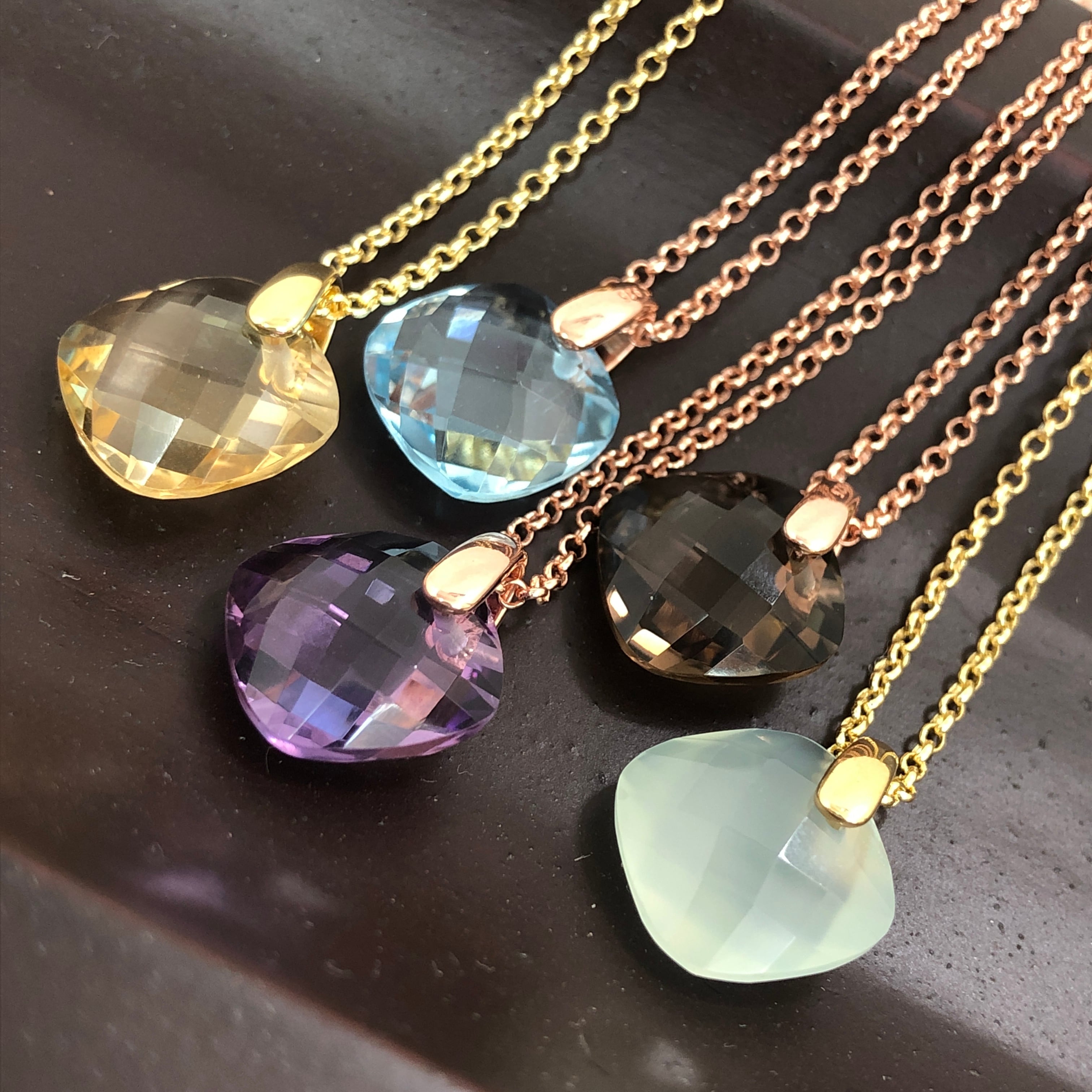 お洒落で涼しげな◇K18YG 天然シトリン ネックレス 天然石ネックレス