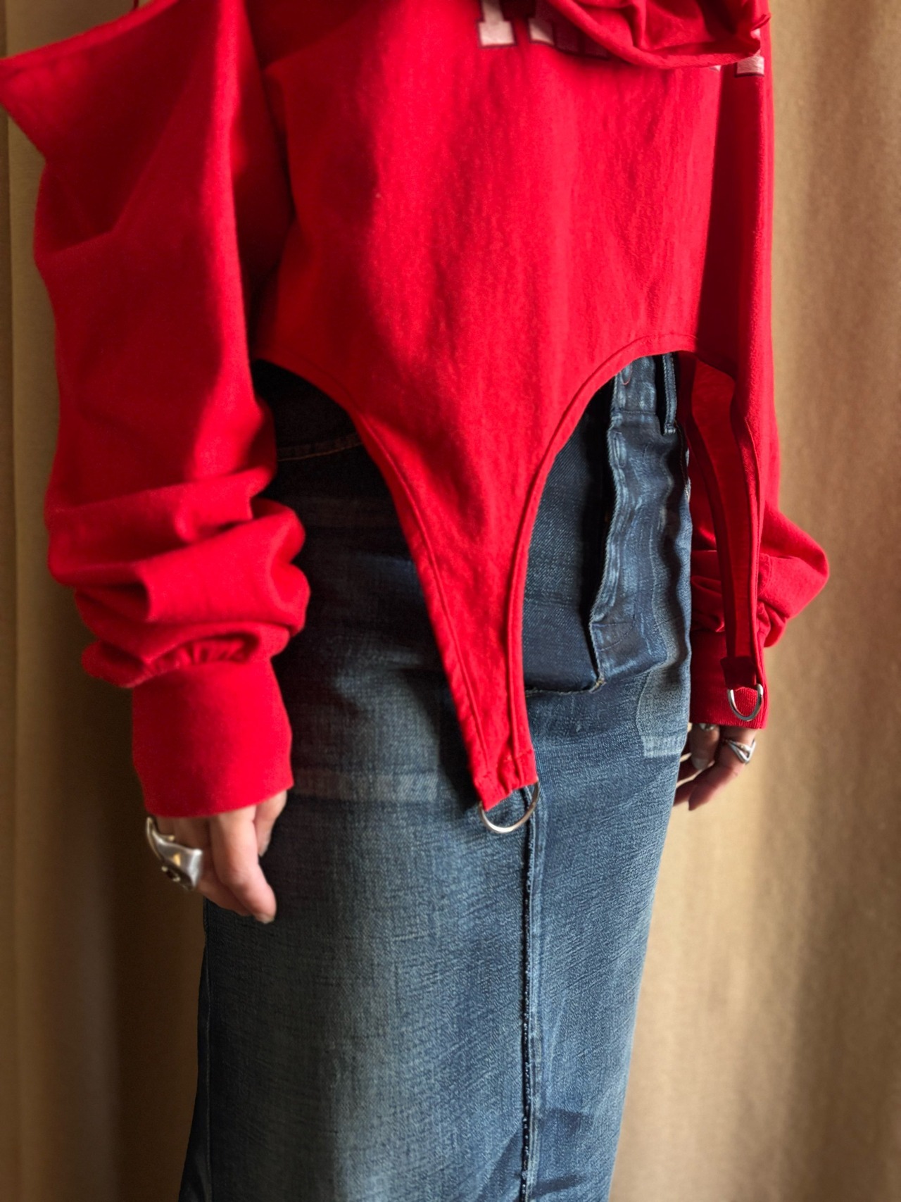 garter belt design frill remake long t shirt-4519-2