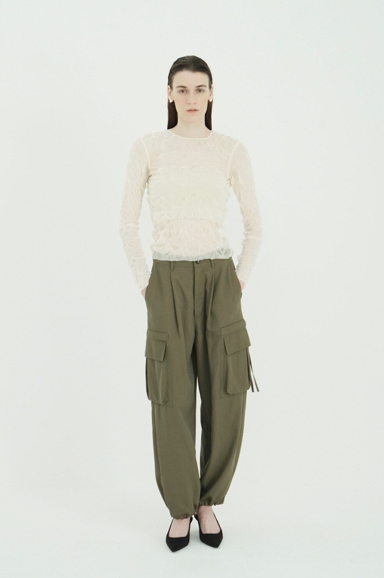 CLANE LOW WAIST POCKET CARGO PANTS