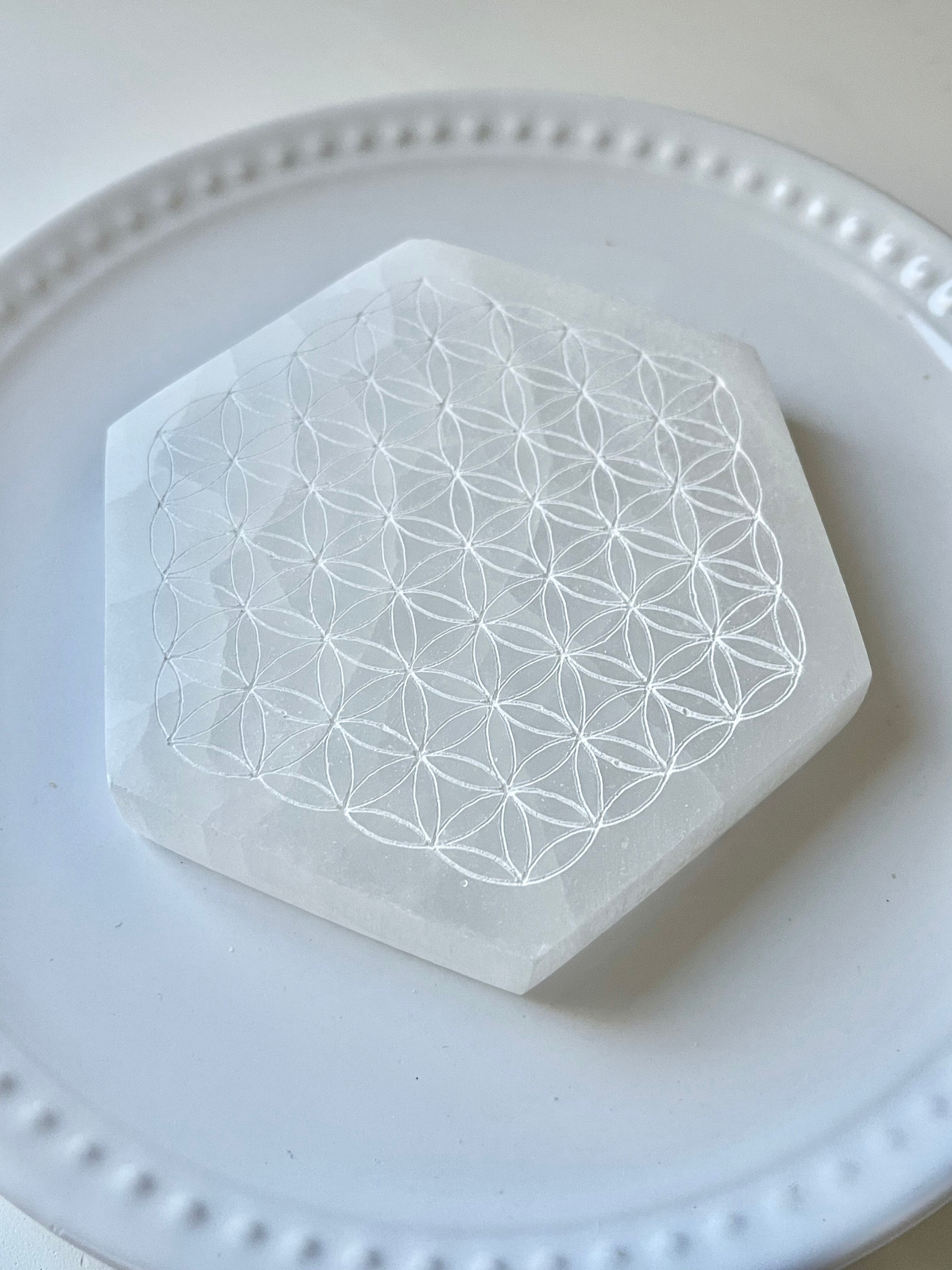 セレナイトプレート(フラワーオブライフ)10cm