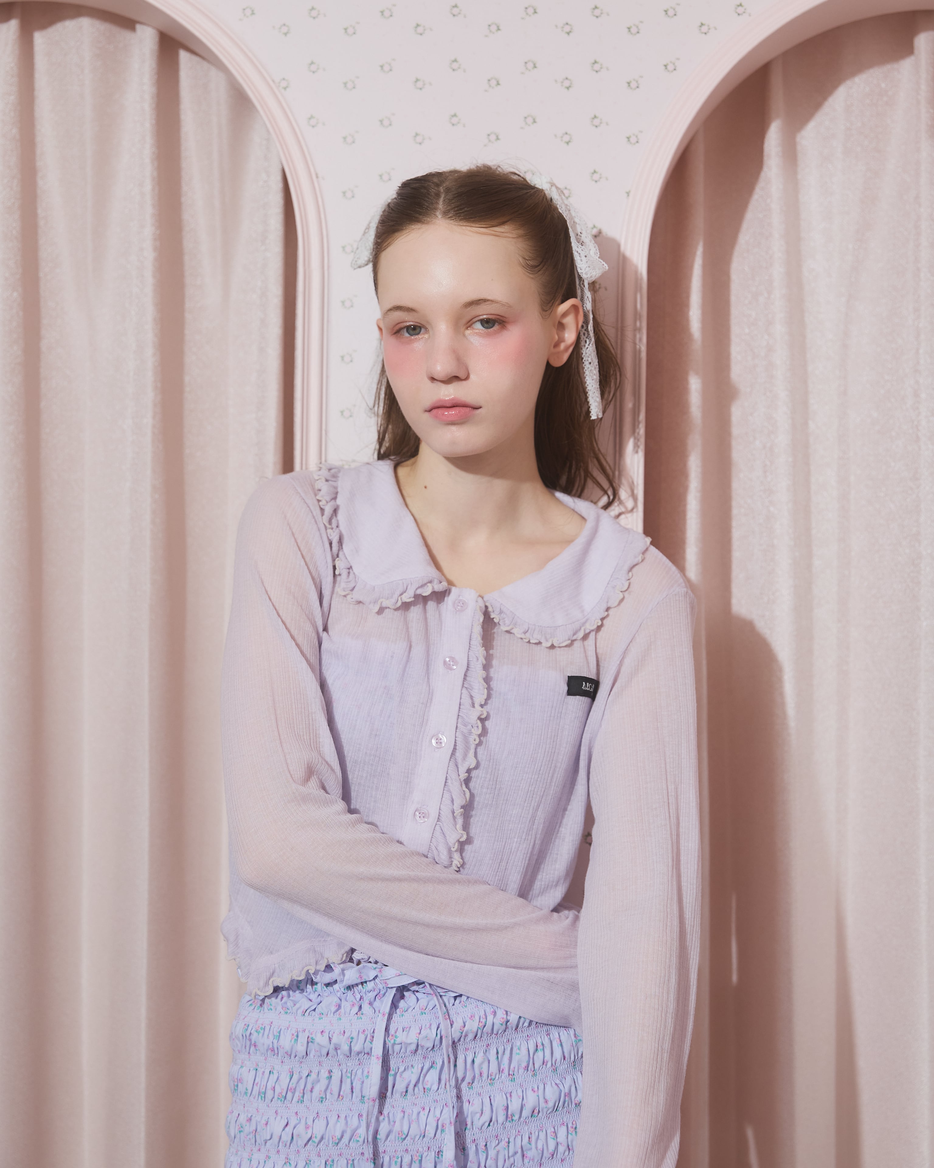 【新品タグ付き】lilLilly　フリルシアーカーディガン　ピンク S/S フリルシアーカーディガン | lilLilly official webstore