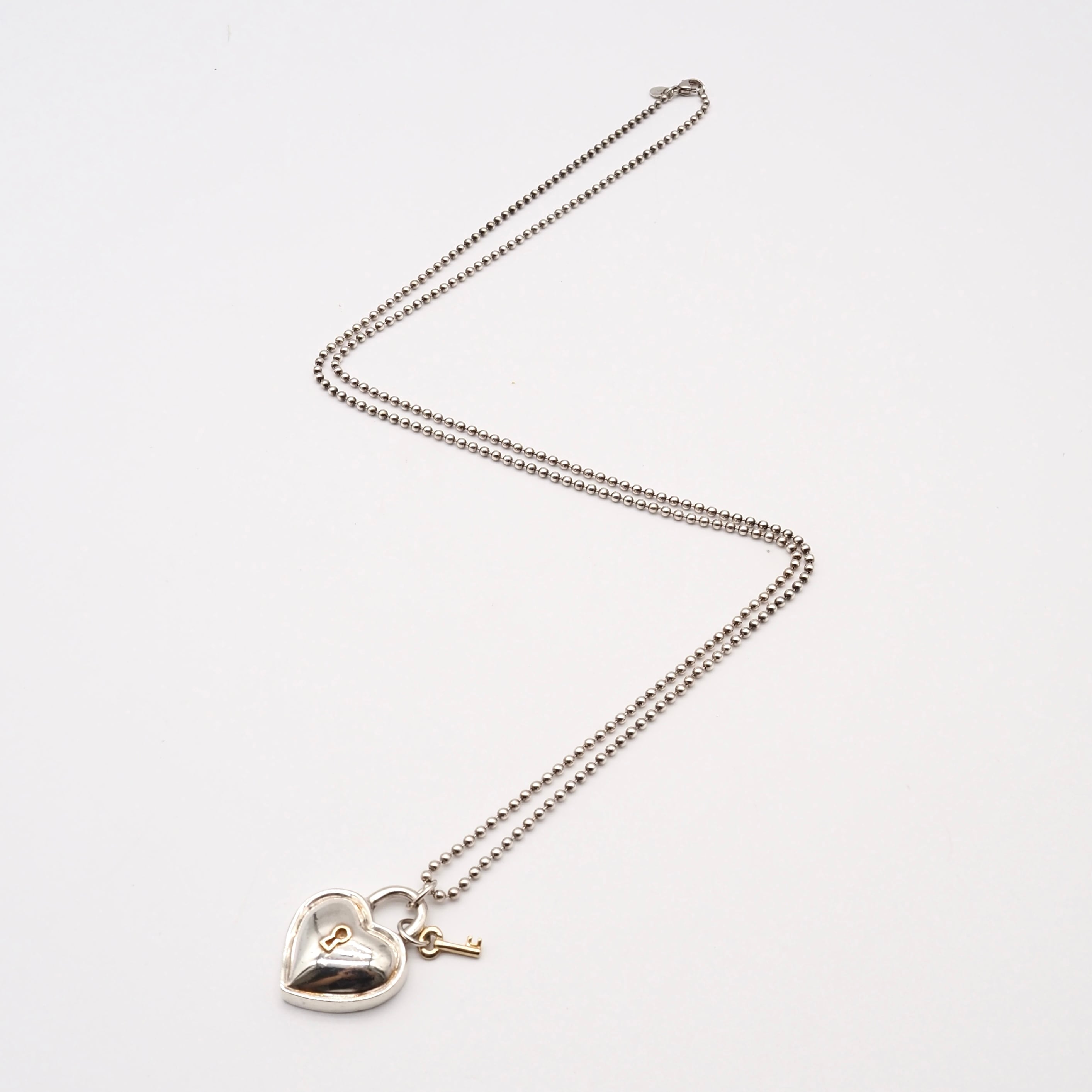 Tiffany&Co. ハートロック ネックレス シルバー925 K18 ティファニー