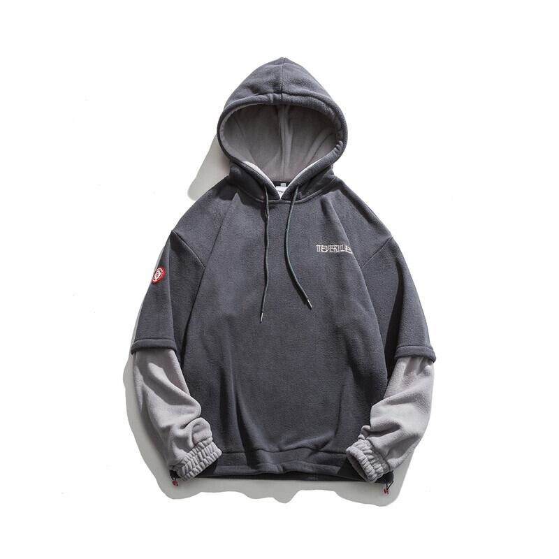 【新作】【送料無料】 Yidaoヴィンテージ冬服新しいeseコントラストカラーフード付きフェイクツーピース厚手のセーターメンズルーズカジュアルオールマッチトップ-アリババ ウィンター 冬物 ビンテージ hip6-161180685300999