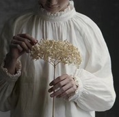 ヴィンテージ風 フリルカラー スタンドカラーブラウス