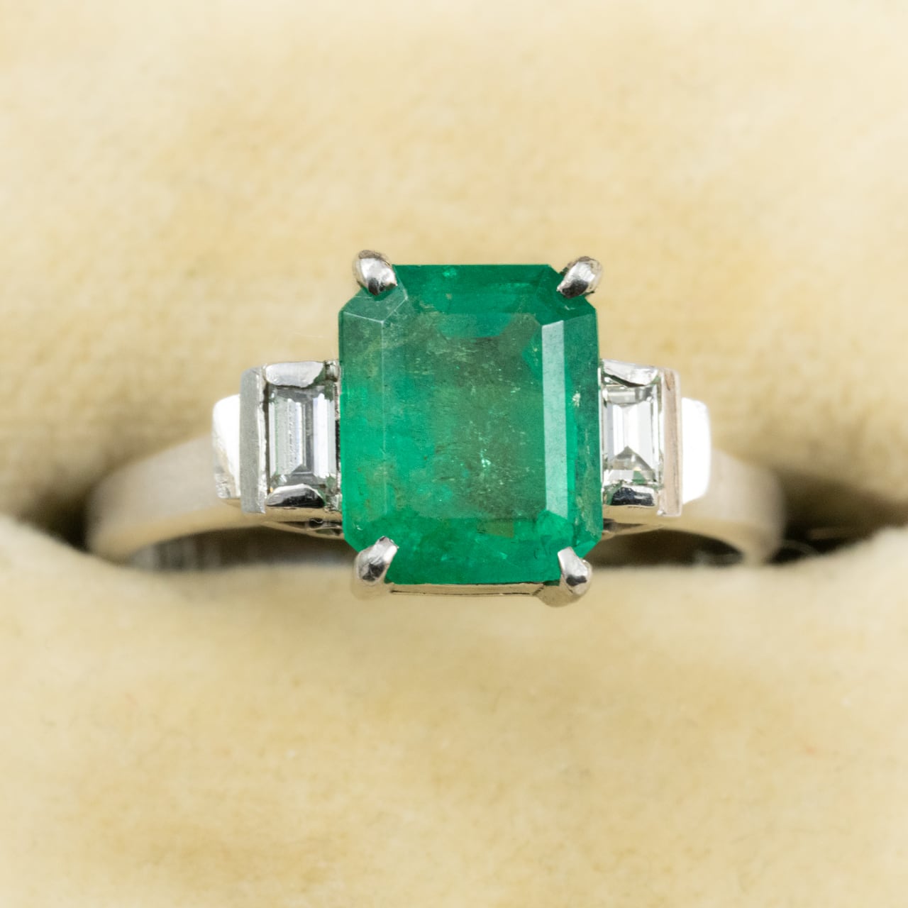 エメラルド ダイヤモンド リング 昭和レトロ スクエアフォルム