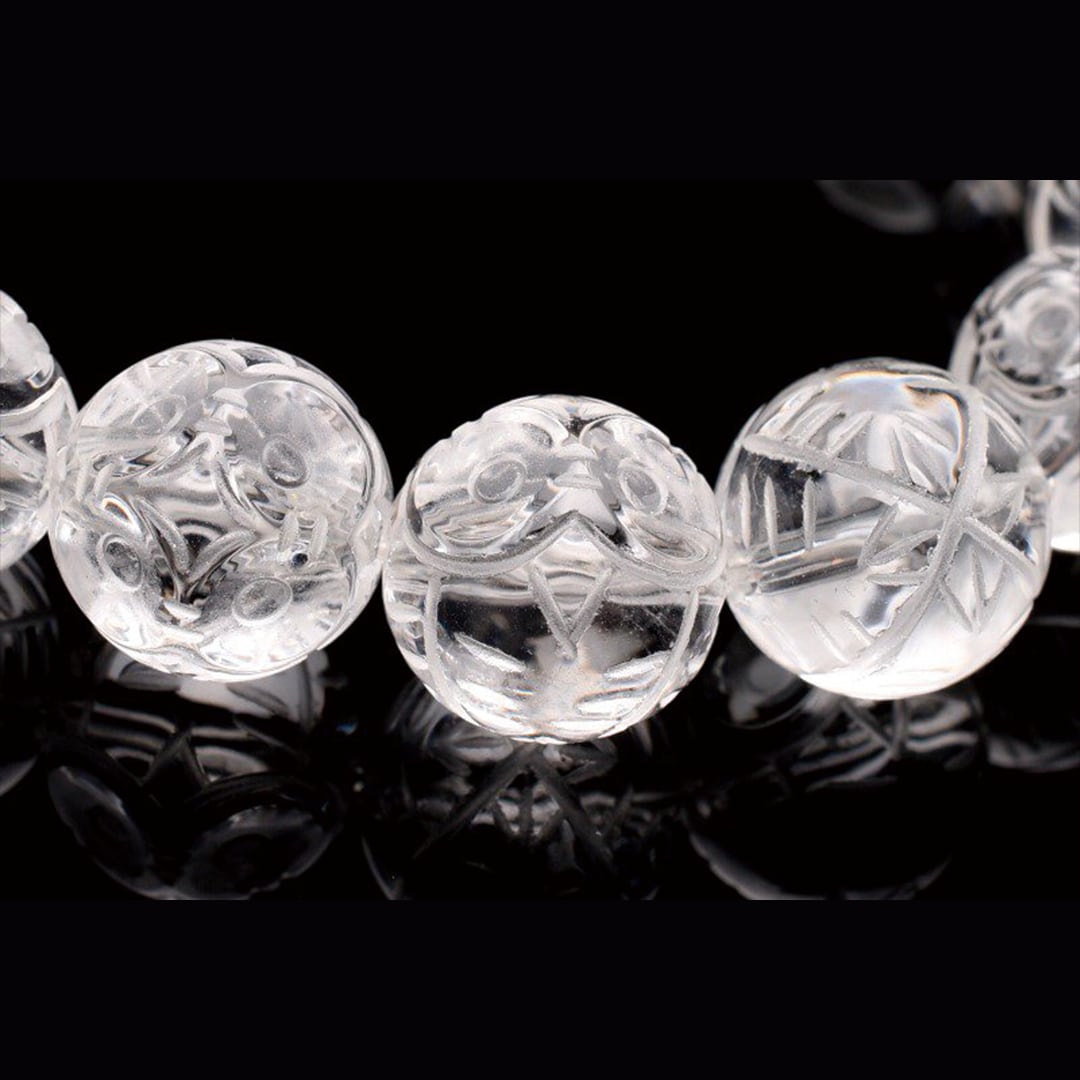 1282☆七福神彫刻水晶10㎜玉 1282 七福神彫刻水晶 天然石ブレスレット 