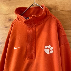 【NIKE】カレッジ クレムソン大学 CLEMSON UNIVERSITY ハーフジップ スウェット プルオーバー スウッシュ 刺繍ロゴ M ビッグサイズ ナイキ US古着