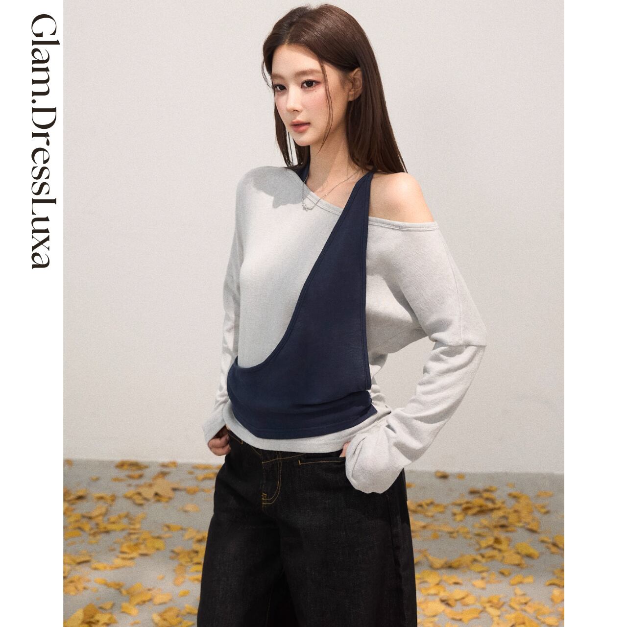 Asymmetry レイヤード Top/2color_T1553