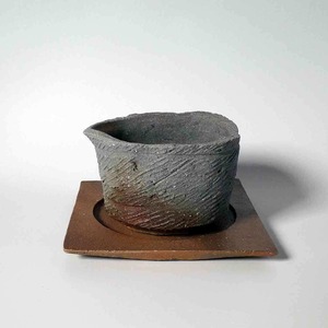 b0026 japots 第二弾備前焼作家細川敬弘の作品「線文の中鉢角皿セット」