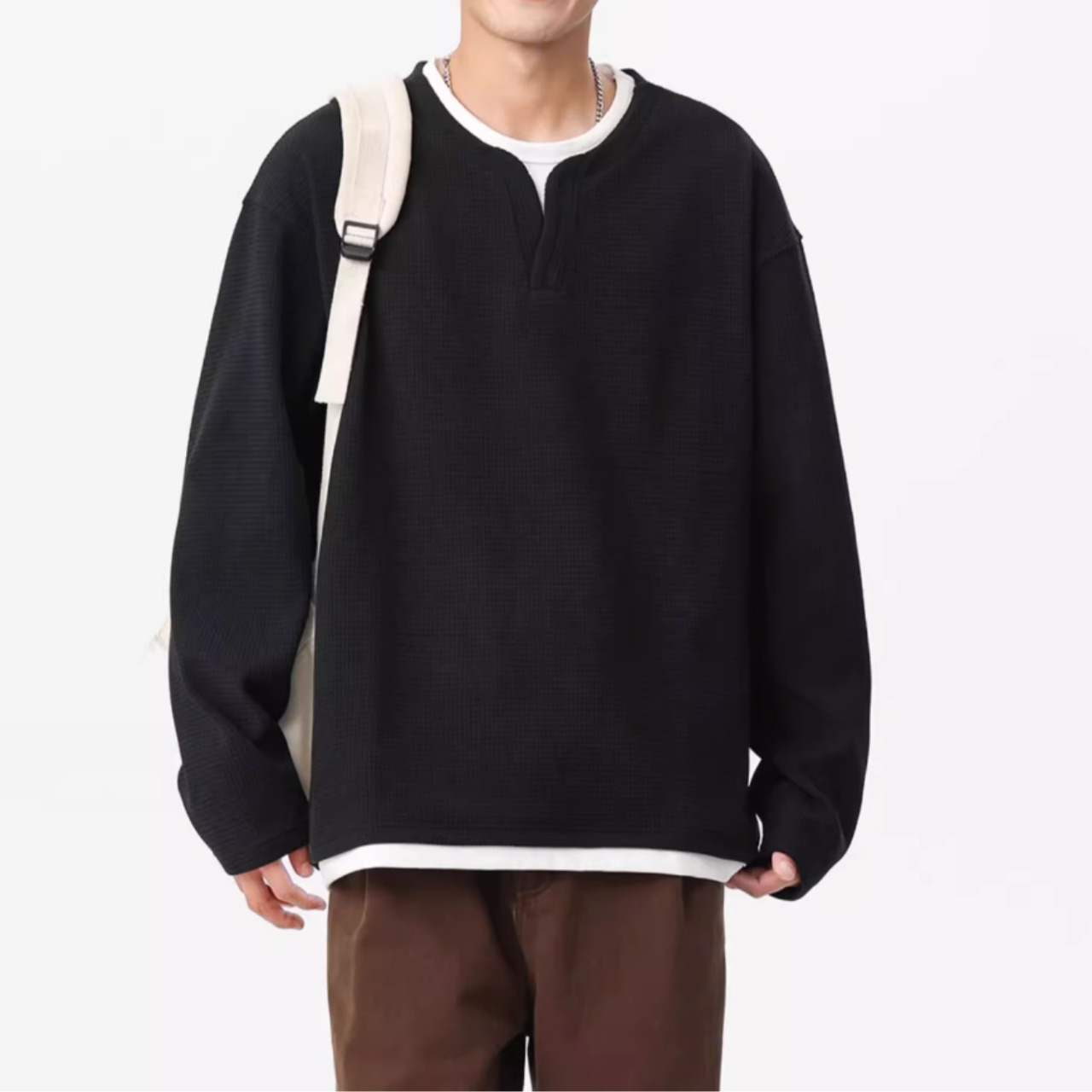 ヘンリーネック ロングスリーブTシャツ af0310