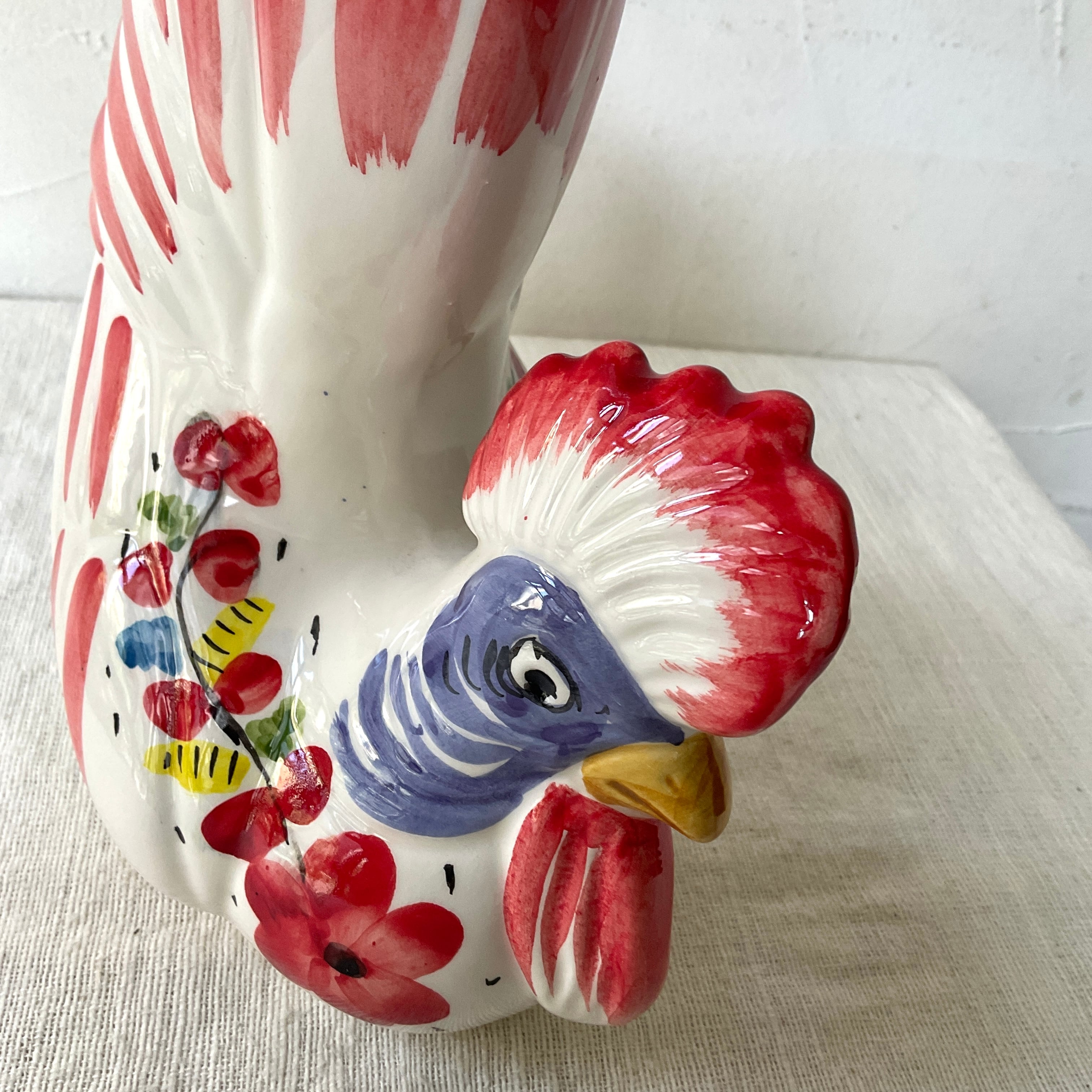 一部欠け有【イタリア陶器】にわとり花瓶（赤色） | 照明＆エシカル