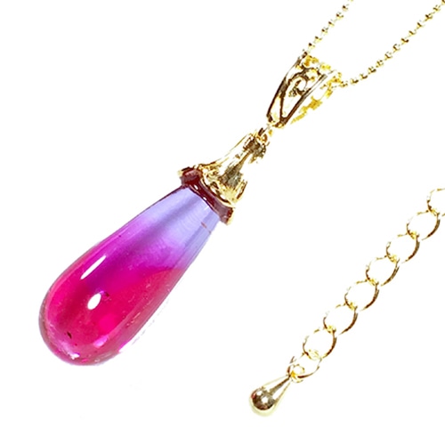 ティアガラス ネックレス ガラスジュエリー (ラベンダー&ローズピンク) / Maho de Maho