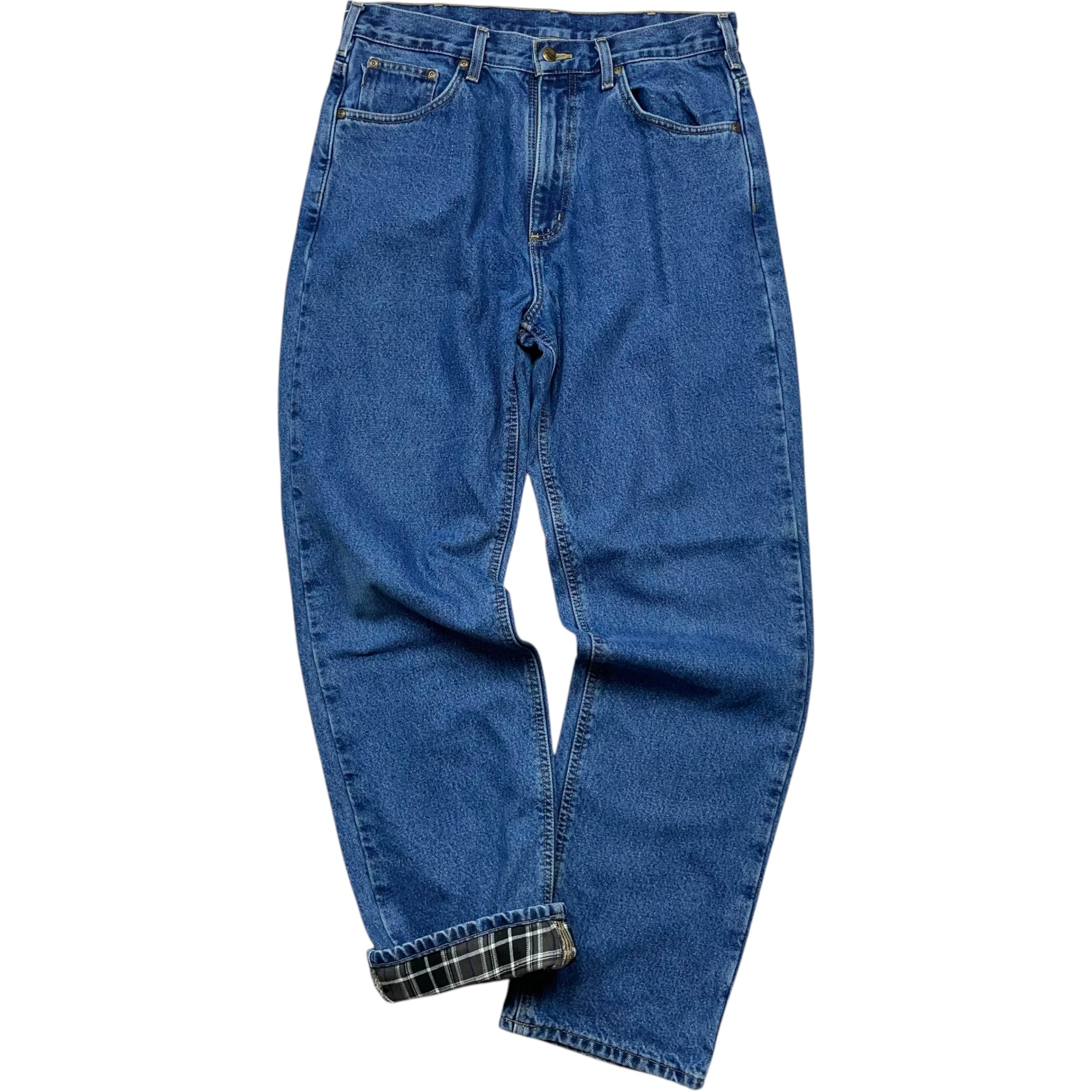 《実寸W35 L33》Carhartt カーハート デニムパンツ 裏ネル ブルー no.5297