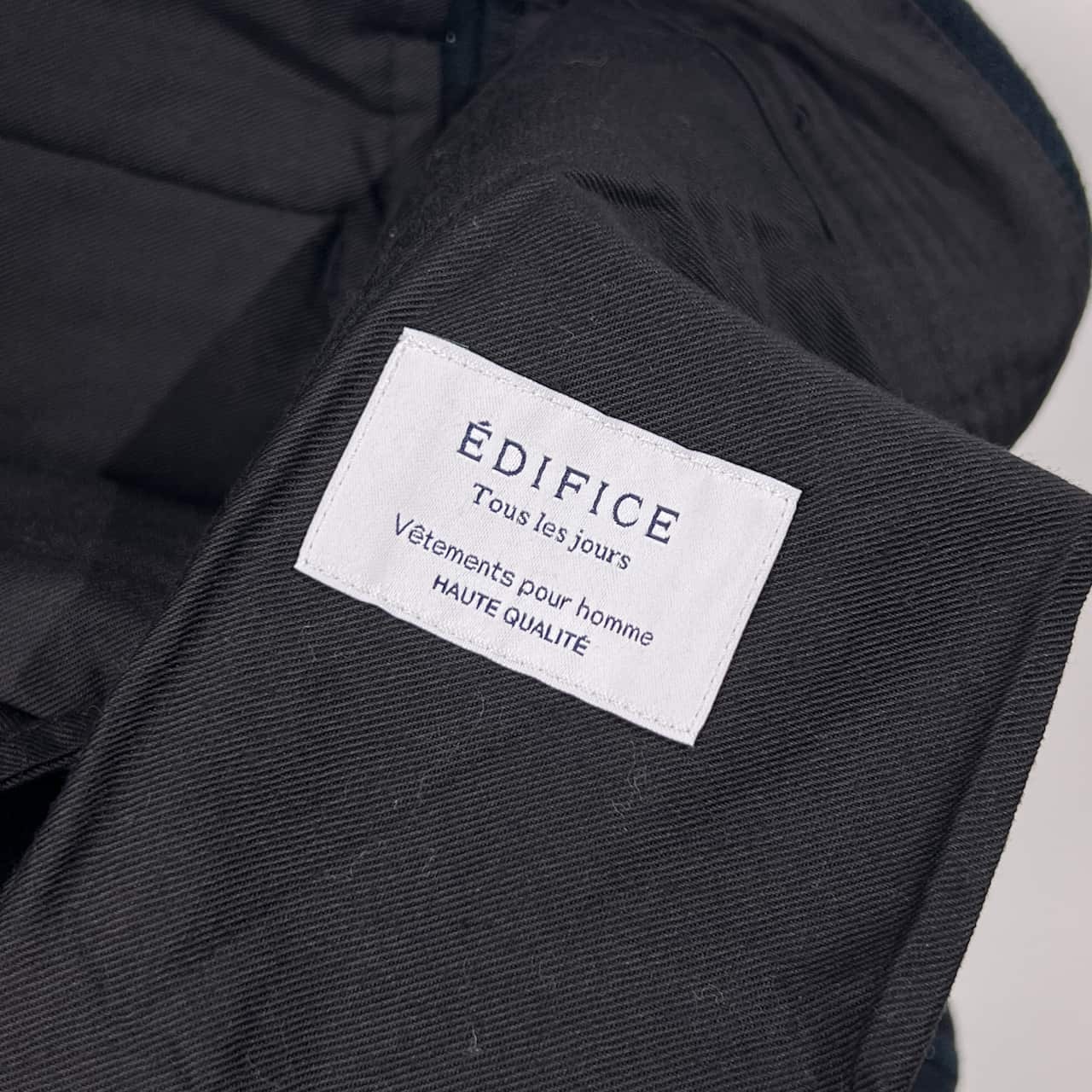 EDIFICE エディフィス チェック ウール スラックス パンツ 44/ネイビー グリーン系 メンズ